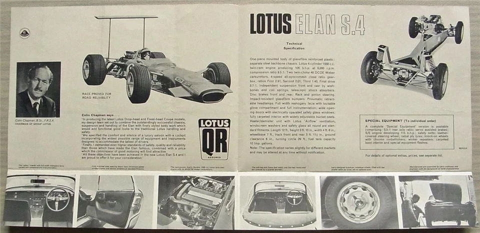 LOTUS ELAN S4 Car Sales Brochure c1968 #68/01/LH - Image 3 of 4