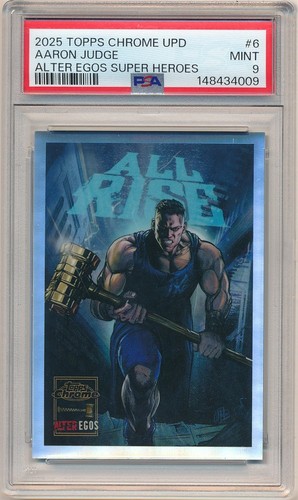 AARON JUDGE 2025 TOPPS CHROME UPDATE ALTER EGOS SUPER HEROES ALL RISE PSA 9 MINT