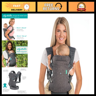 4-in-1 Baby Carrier - Ergonomic, Adjustable Fit, Enhanced Lumbar Support, Gray -