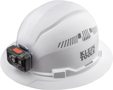 Vented Full Brim Hard Hat Kit with Rechargeable Headlamp and Ratchet Fit