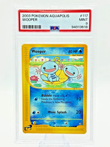 🌟POP 49 VINTAGE🌟Pokémon 2003 Aquapolis Ereader WOOPER 117/147 PSA 9 MINT
