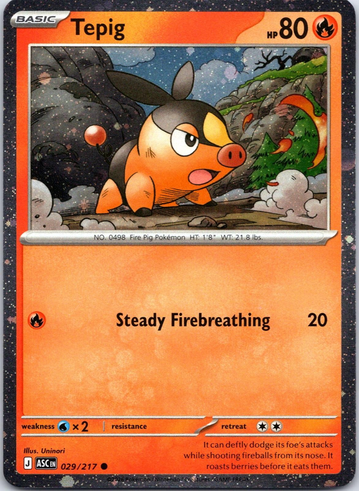 Tepig (Cosmos Holo) 029/217 Holo Miscellaneous Cards & Products Pokemon NM