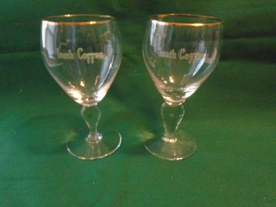 Lot of 2 Vintage stemmed Irish Coffee gold rim decorated glass about 5.5'' tall