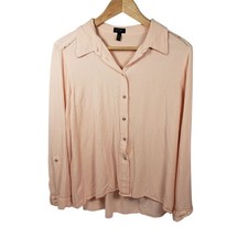 Jessica Simpson Women's Peach Long Sleeve Button Down Blouse Top Size L