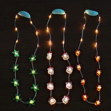 Holiday Party Necklace Glowing in The Dark , Light Up Necklace Santa Clause, ...