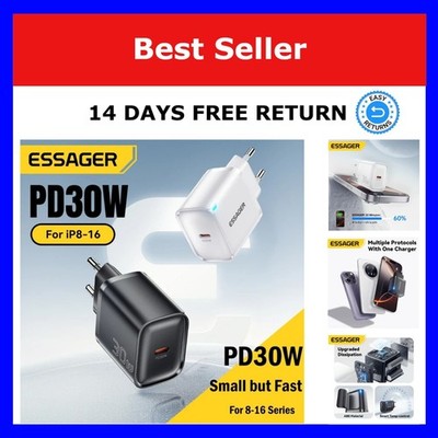 ESSAGER 30W USB-C PD 3.0 Fast Charger Wall Adapter for iPhone Samsung