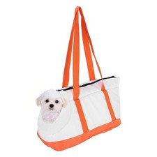 15.7x5.9x8.7" Dog Purse Carrier with Crossbody Strap Fleece Lining Orange
