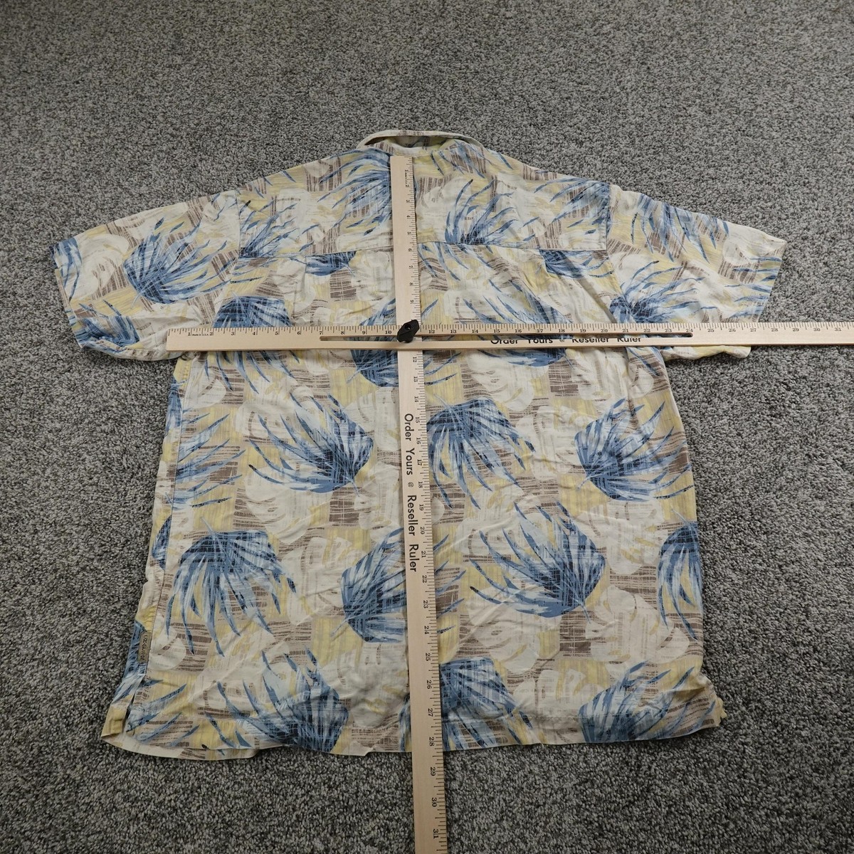 VTG Chaps Ralph Lauren Shirt Mens M Blue Hawaiian Silk Aloha Loop 