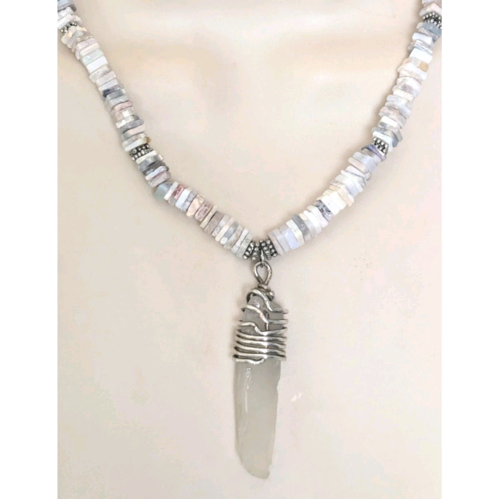 Sterling Silver Square Australian Opal Heishi Bea… - image 1