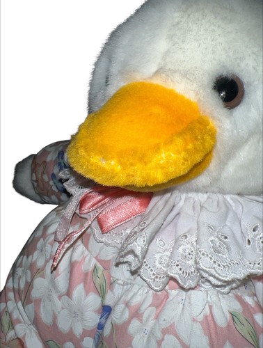 Vtg Chosun Easter Duck Stuffed Plush Animal Toy Duck Slippers Floral 15” - Picture 4 of 6