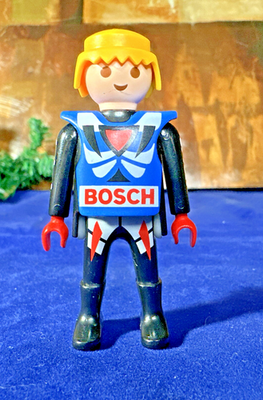 #ad Playmobile 1992 Posable Stunt Man Motorcycle Bosch Car Racer Plastic Toy Figure $7.29