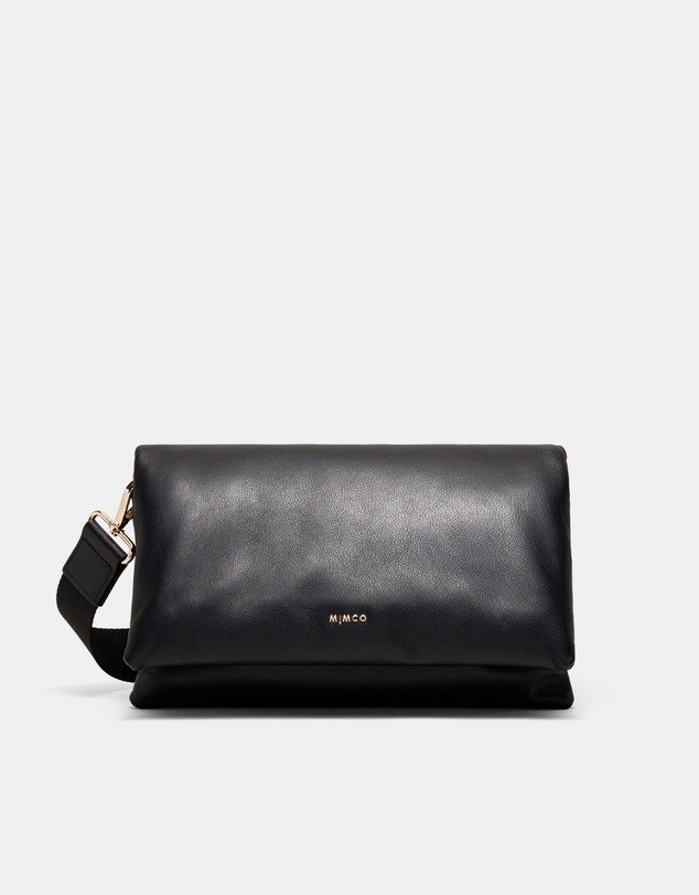 FREE POST NWT Mimco Butter Soft Black Leather Crossbody Clutch Bag