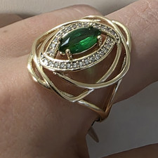 Yellow Gold Plated Cocktail Ring Size 9 Oval ...