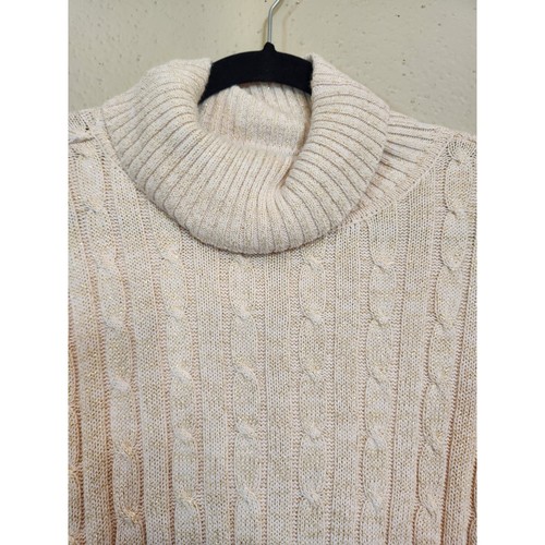 Suéter Pullover Charter Club Para Mujer Beige Algodón Metálico Manga Larga Talla XL - Imagen 2 de 6