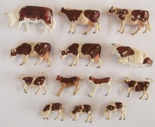 Britains Herald Farm - lot of 13x Hereford Cattle - bull cows calves - 1/32