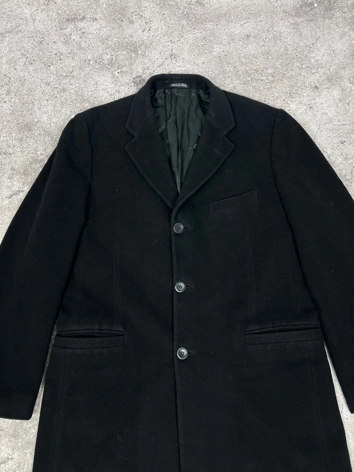 Vintage Versace V2 Classic Wool Coat Black Men's size 54 - Image 4 of 4