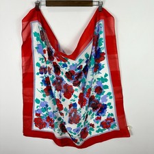 Vintage Berkshire Silken Scarf Floral Neck Head 30" X 30" Square Made in Italy