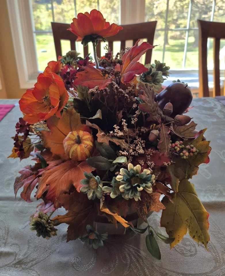 Autumn Fall Floral Basket Centerpiece Arrangement 18" - Image 3 of 4