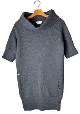 Lacoste Dress Women XS Gray Quilted Cowl Neck Marcassin Sweatshirt Mini Preppy