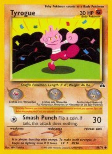 Heavily Played, English Pokemon Regular Tyrogue - 66/75 - Common - Unlimited Edi