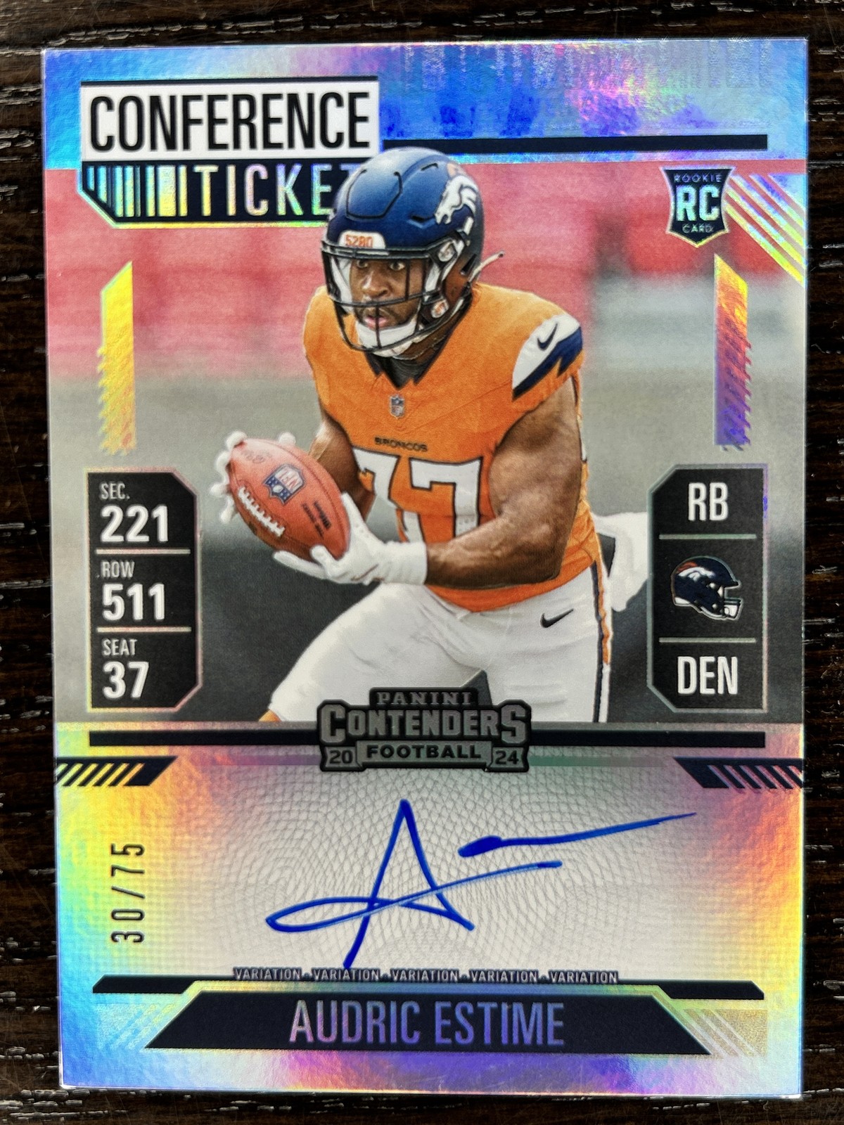 Audric Estime 2024 Contenders Conference Ticket Rookie Auto SP! 30/75!