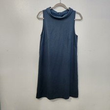 Ann Taylor Medium Blue Green 60s Inspired Collared Dress Solid Medium Stretch