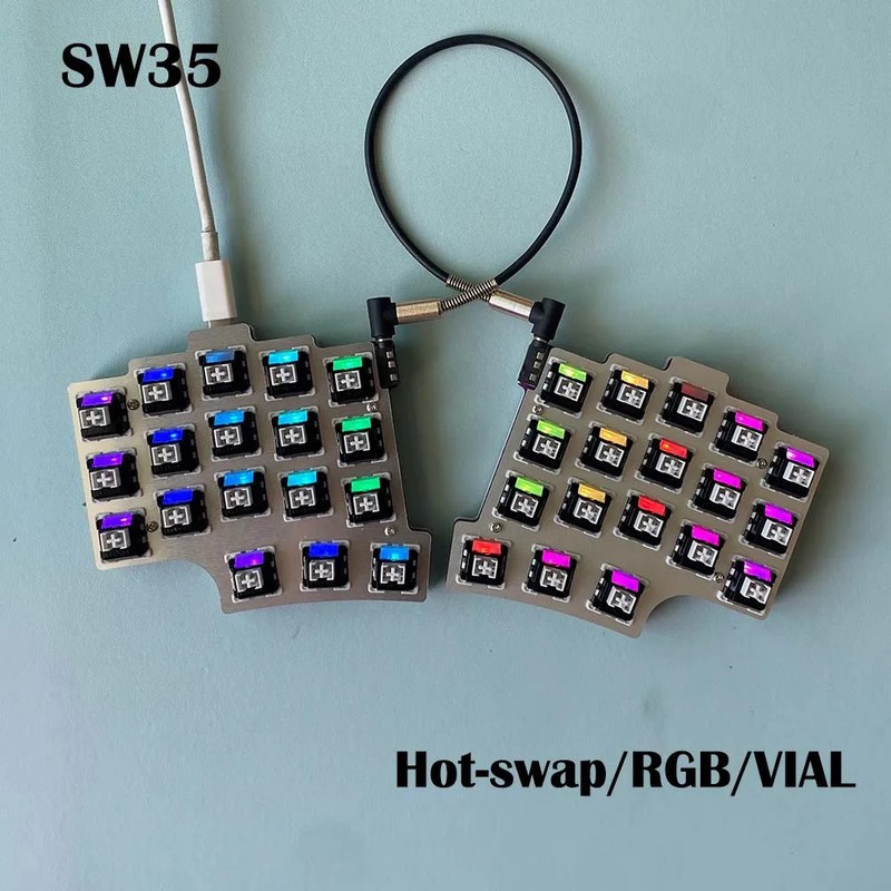 SW35 Split Ergonomic Mechanical Keyboard 35% Hot-Swap RGB VIAL PBT Keycaps