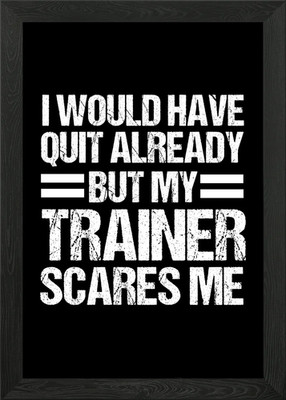 Quit But Trainer Scares Me Framed Wall Art Poster Canvas Print Picture