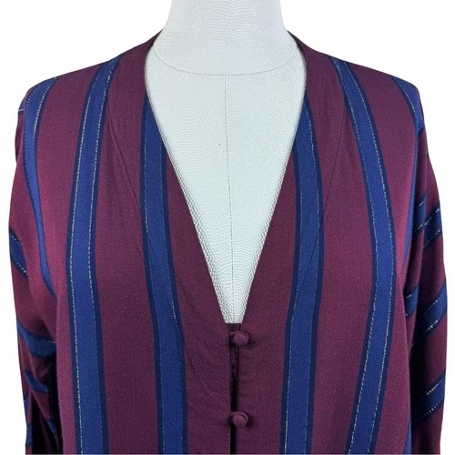 Women's Rails Sloane Janeiro Stripe Metallic Button Up V-neck Tie Front Blouse S - Picture 2 of 9