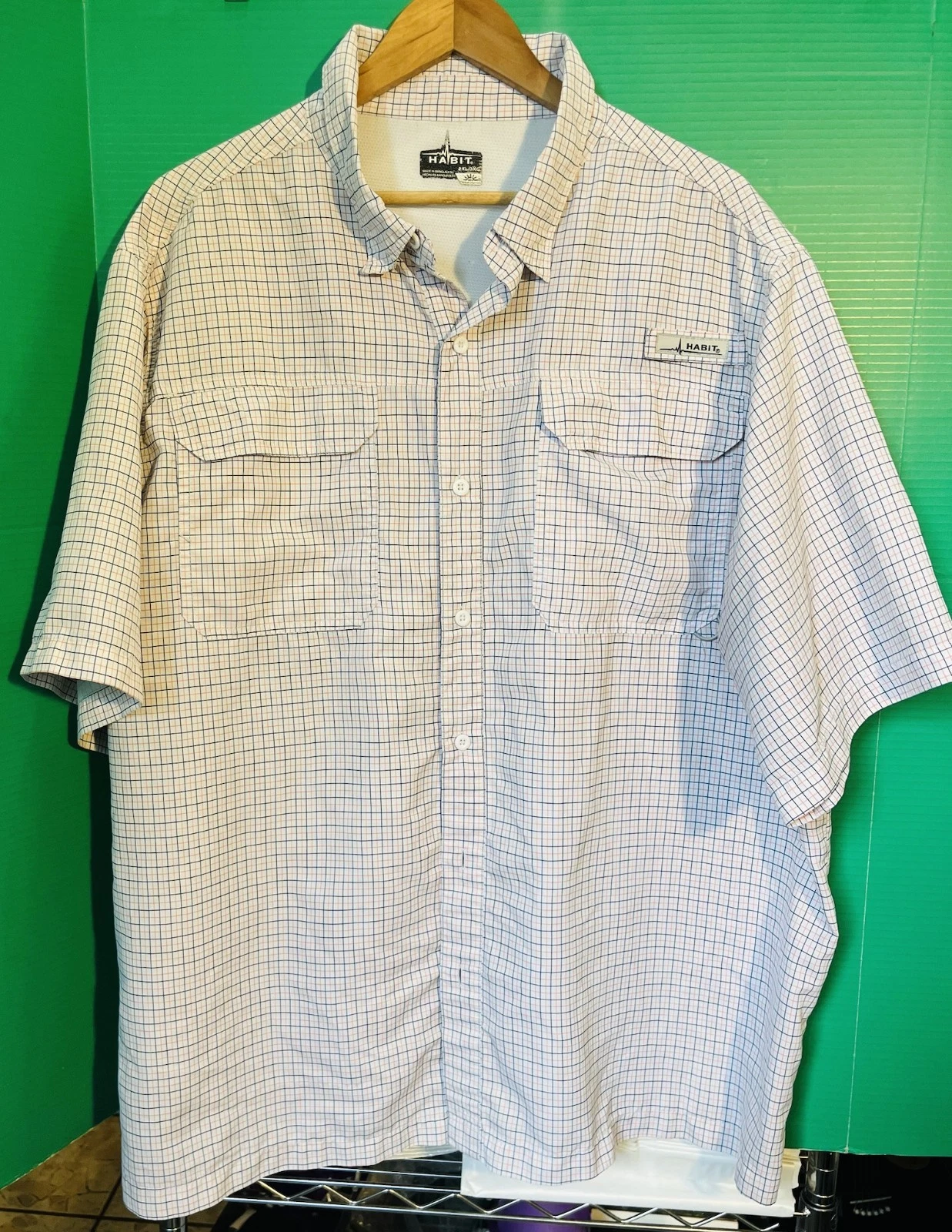 Habit Outdoors Solar Factor UPF Fishing Shirt Men’s 2XL Short Sleeve – Vented Pl