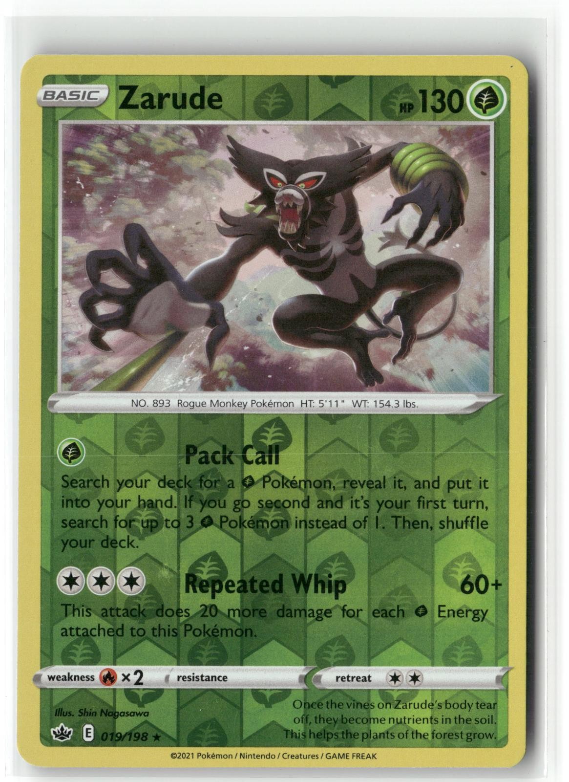 Zarude 019 Chilling Reign Holo Pokemon Rare Reverse Holo Near Mint