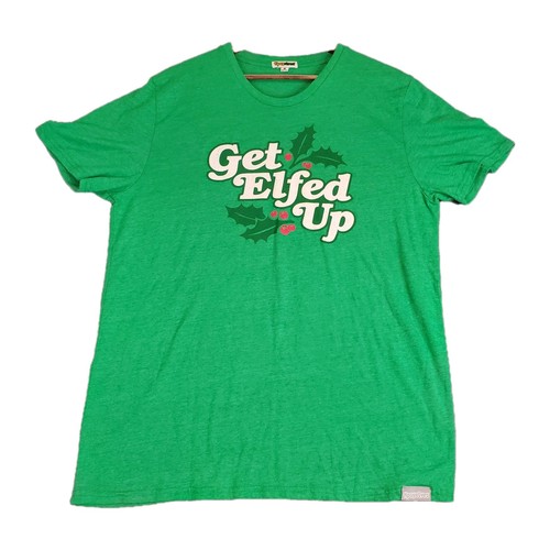 Tipsy Elves Get Elfed Up T-shirt XL Men's Green Funny Christmas Shirt 