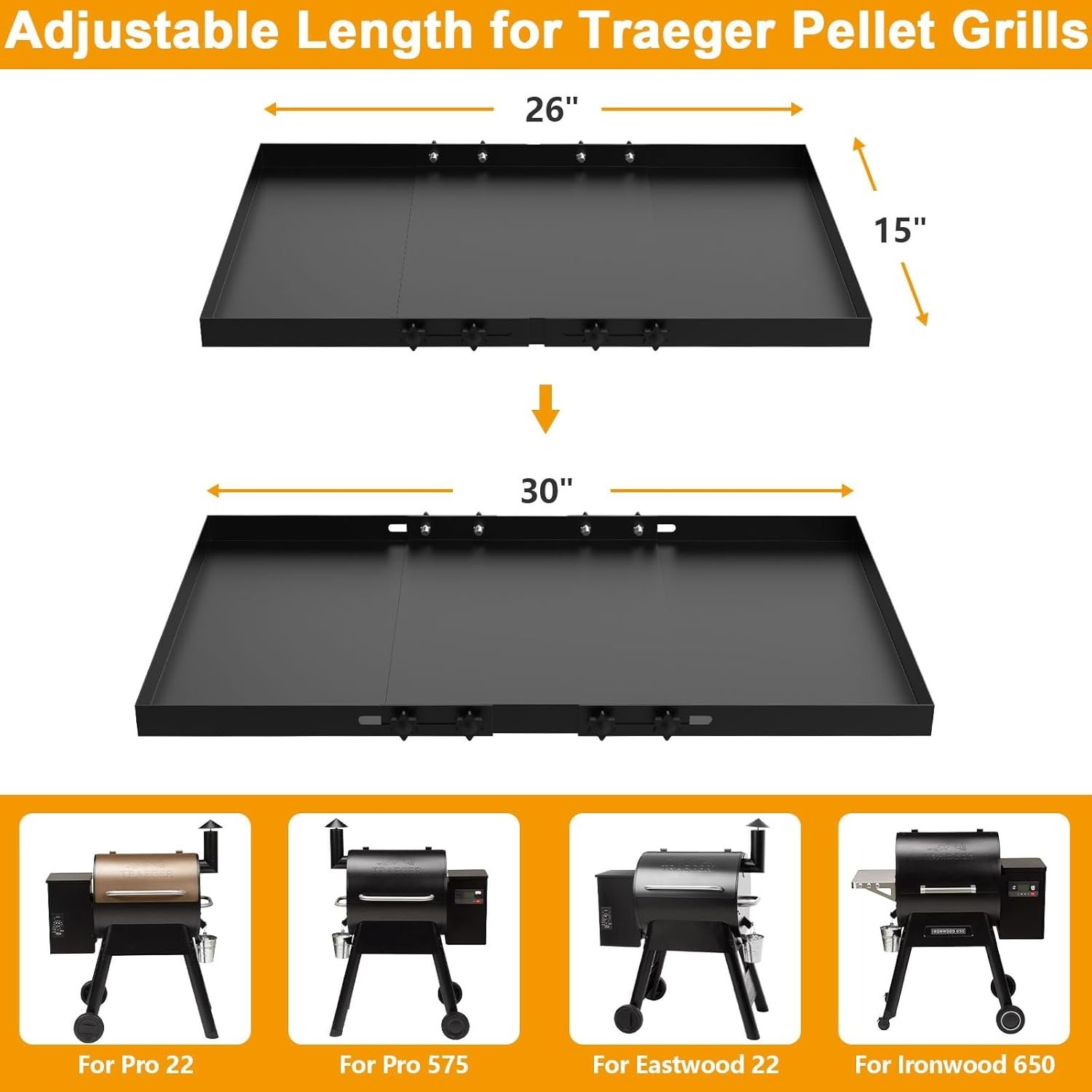 Bottom Grill Shelf for Traeger Pro 22 and 575 Series Pellet grills 26-30"