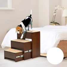 Dog Steps for Bed, 21 Inch Foldable Pet Stairs, Wooden Furniture Style Cat Stair