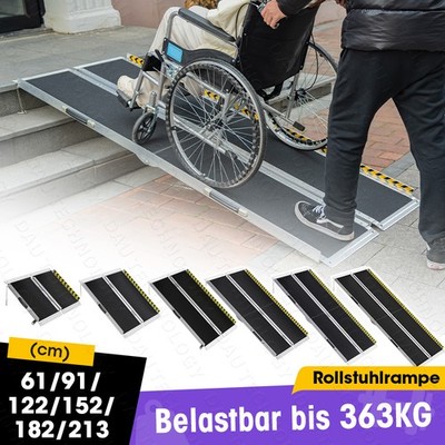 Rollstuhlrampe 61-213cm rutschfeste Aluminium Klappbar Rollstuhl Rampe Schwarz