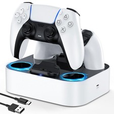 LVFAN PS5 Controller Charger Station, Fast Charging Dock for White