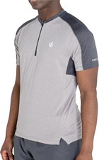 Dare2B Aces II Mens Training Top Grey Short Sleeve Half Zip Gym Excerise T-Shirt