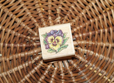DETAILED FLOWERS Rubber Stamp Wood Mounted OOP Gardening GARDEN Pansies Pansy