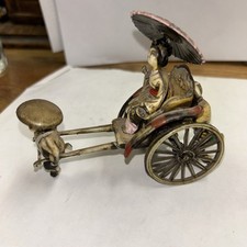 Vintage Asian Collectible Celluloid Man Pulling  pushing Rickshaw Possibly 1930