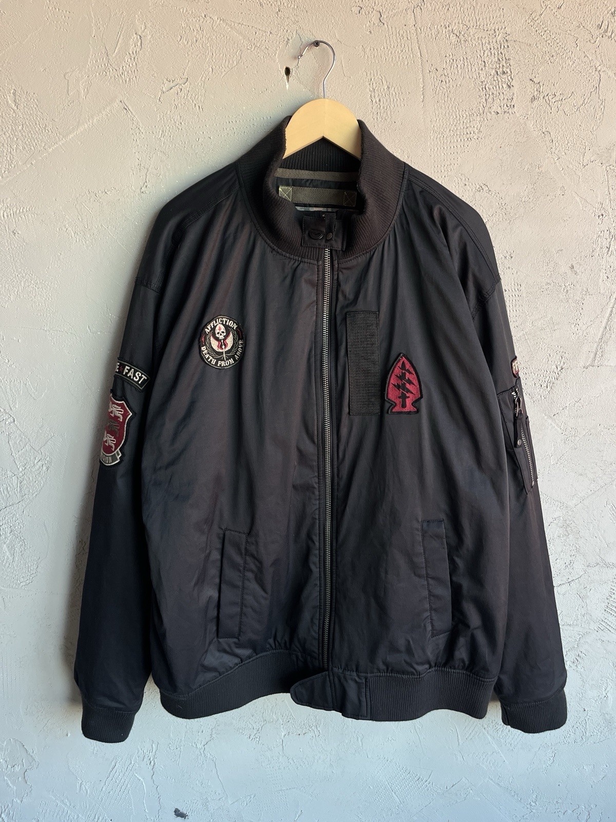 Affliction Fly High Bomber Black Premium Motorcycle Jacket Size M Y2K Rare