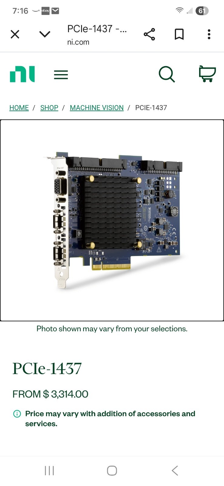 NI PCIe-1437 Frame Grabber Device 785605-01
