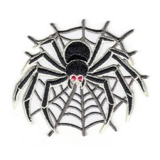 Black Spider Web Embroidered Iron on Patch Halloween Horror Gothic Creepy Bug
