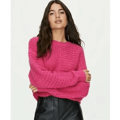 Aritzia Wilfred Free Electron Fuchsia Fortune Knit Sweater Women's Size XS