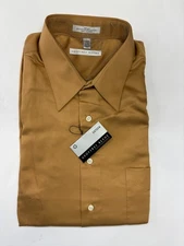 Geoffrey Beene Men’s Wrinkle Free Sateen Orange Dress Shirt, 17.5 34/35 Xlarge