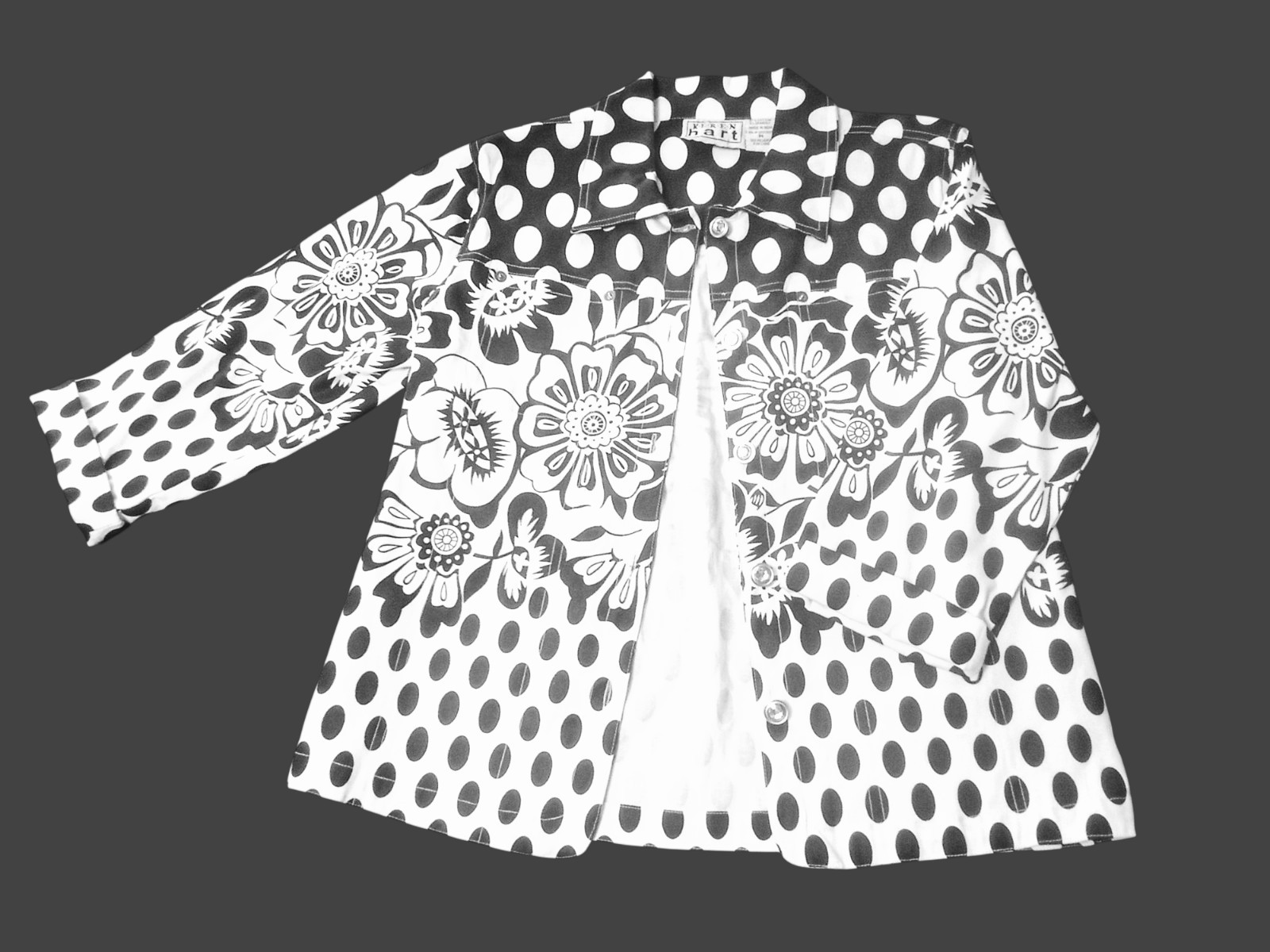 Karen Hart Black Floral Button Down Long Sleeve Blouse Pristine