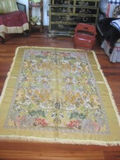 New Embroidered Asian Themed Silk Throw Tasseled Blanket 72" x 53"