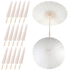 15 Pack 33 Inches White Paper Umbrellas, Wedding Umbrella Bulk for Sun Chines...