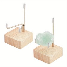 2sets Adjustable Metal Arms Display Stand with Wood Base 2x2x3.54inch Iron