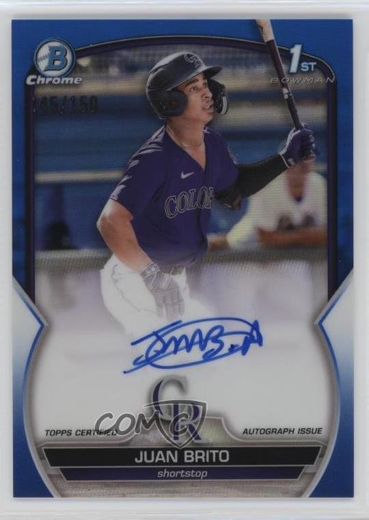 2023 Bowman Chrome Prospect Blue Refractor 145/150 Juan Brito #CPA-JBO Auto 18vm