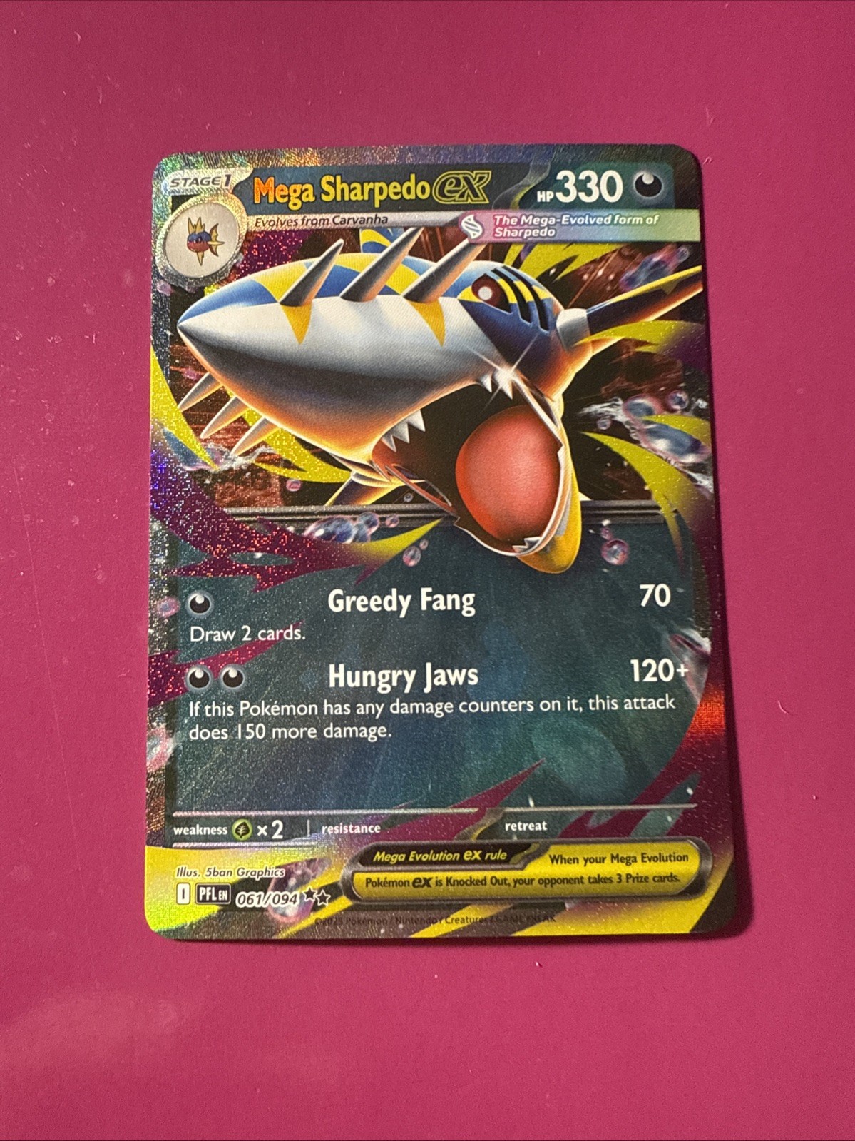 Mega Sharpedo EX 061/094 Full Art NM/M Phantasmal Flames Pokemon Card
